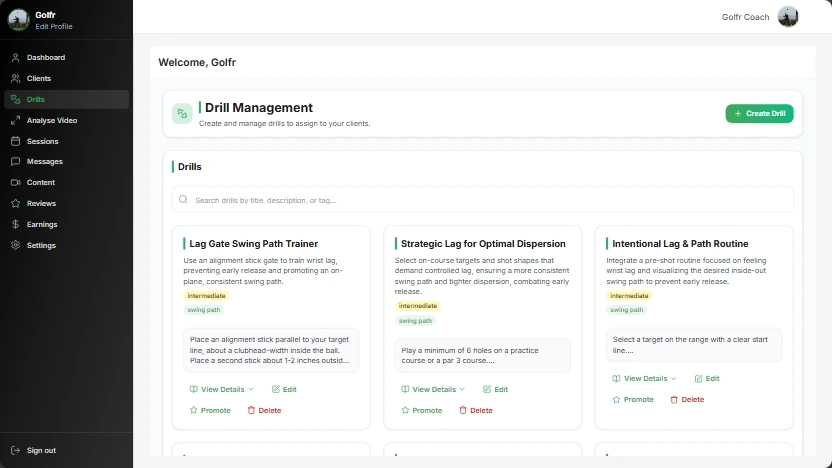 Drills creation and practice plans